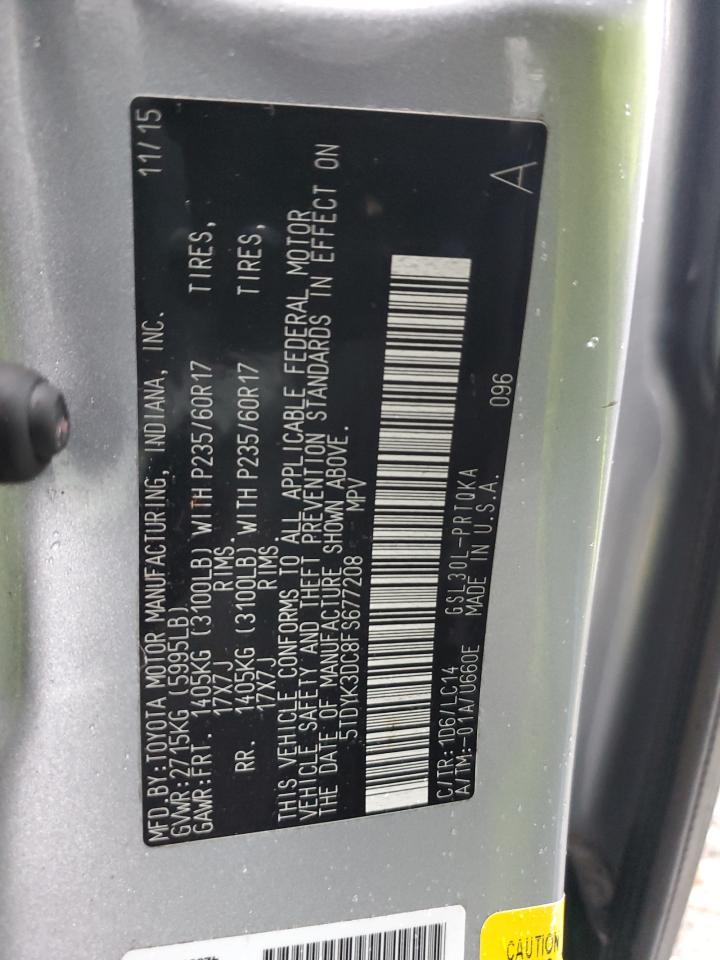 5TDYK3DC8FS677208 2015 Toyota Sienna Xle