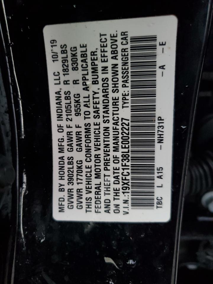 19XFC1F38LE002227 2020 Honda Civic Ex