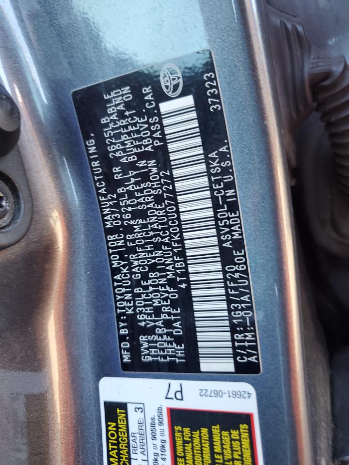 4T1BF1FK0CU077272 2012 Toyota Camry Base