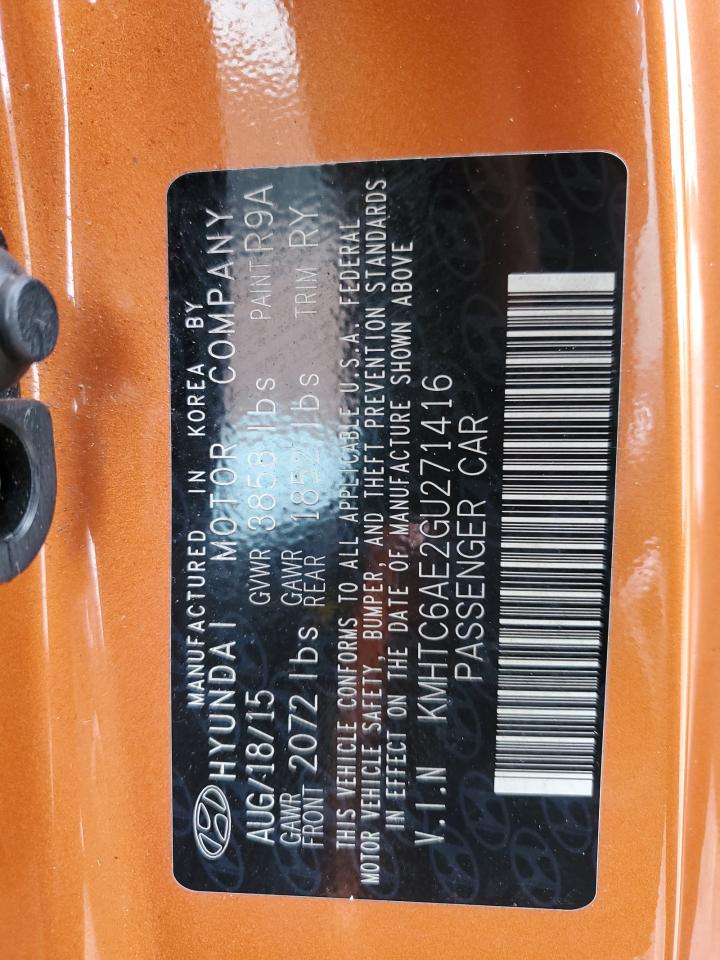 2016 Hyundai Veloster Turbo VIN: KMHTC6AE2GU271416 Lot: 80127005