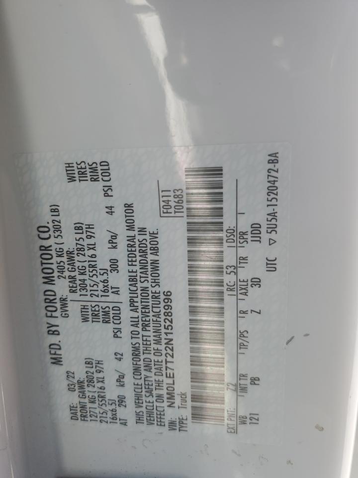 NM0LE7T22N1528996 2022 Ford Transit Connect Xlt