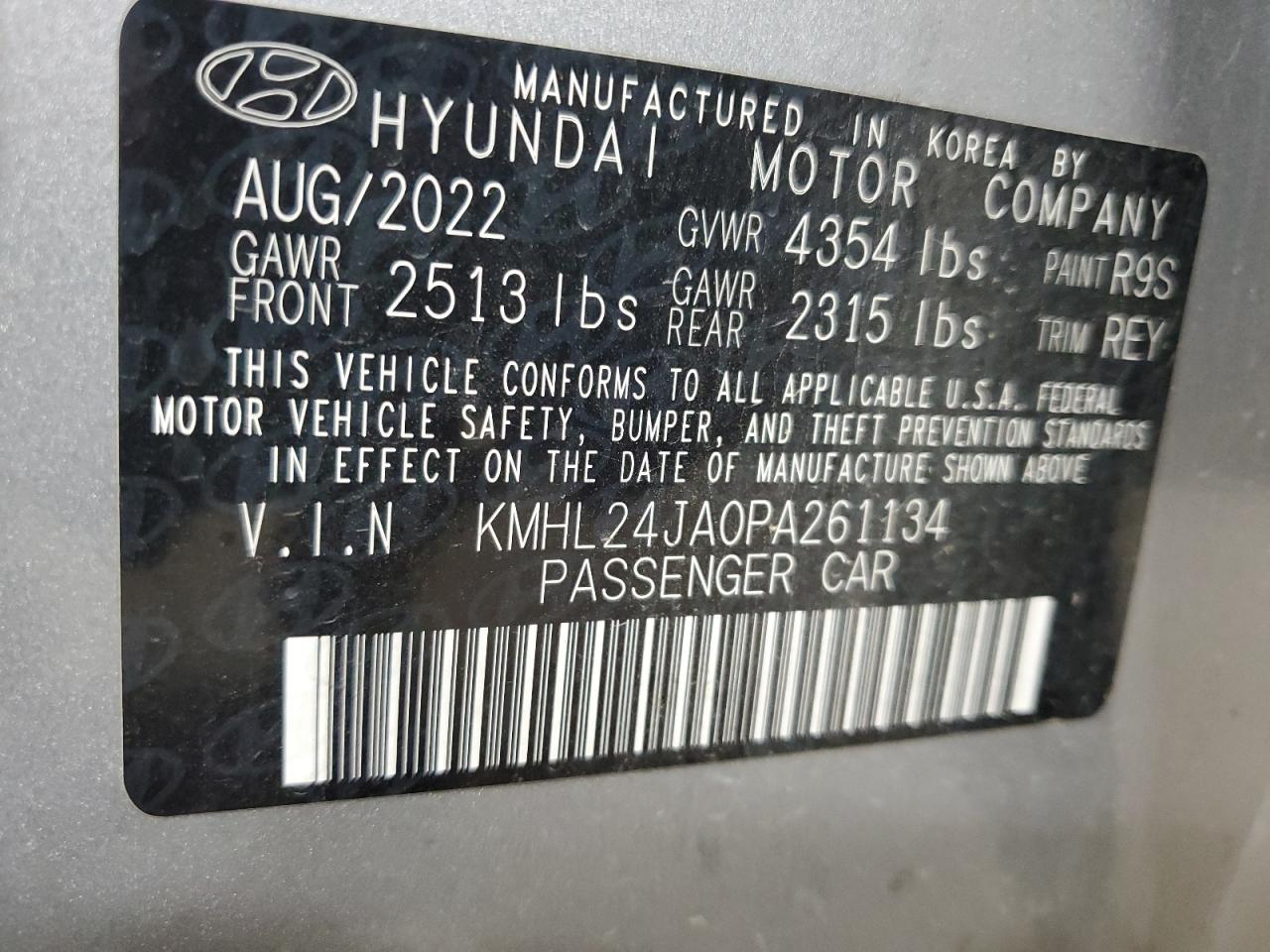 2023 Hyundai Sonata Se VIN: KMHL24JA0PA261134 Lot: 77772034