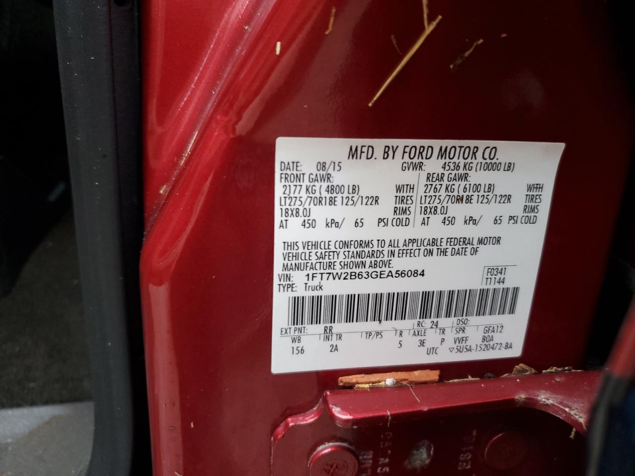 1FT7W2B63GEA56084 2016 Ford F250 Super Duty