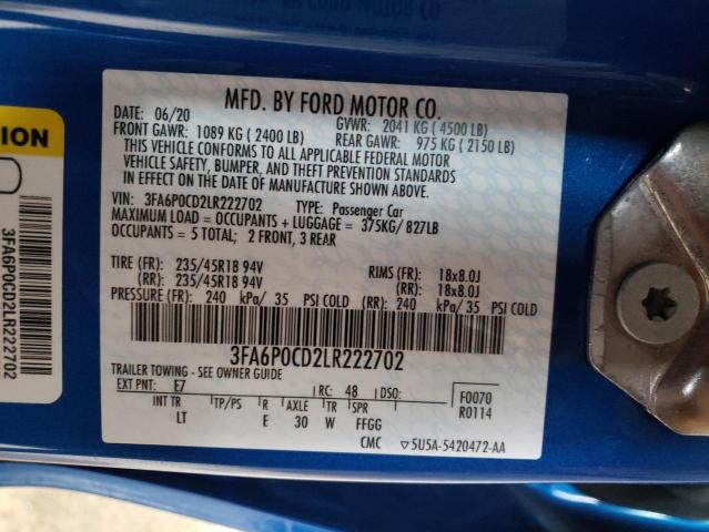 3FA6P0CD2LR222702 Ford Fusion SEL 12