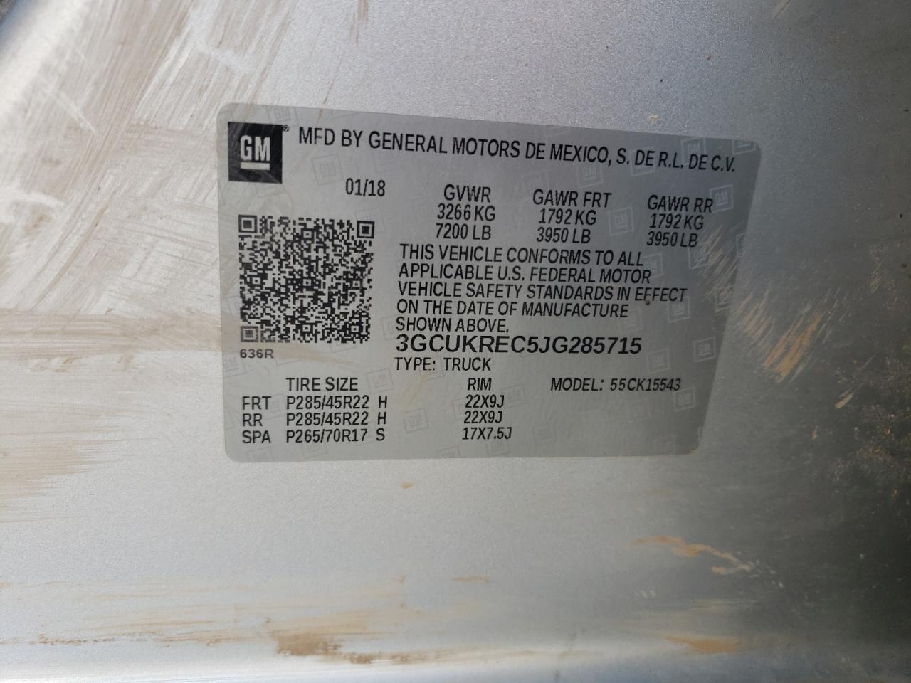 VIN 3GCUKREC5JG285715 2018 CHEVROLET ALL Models no.13