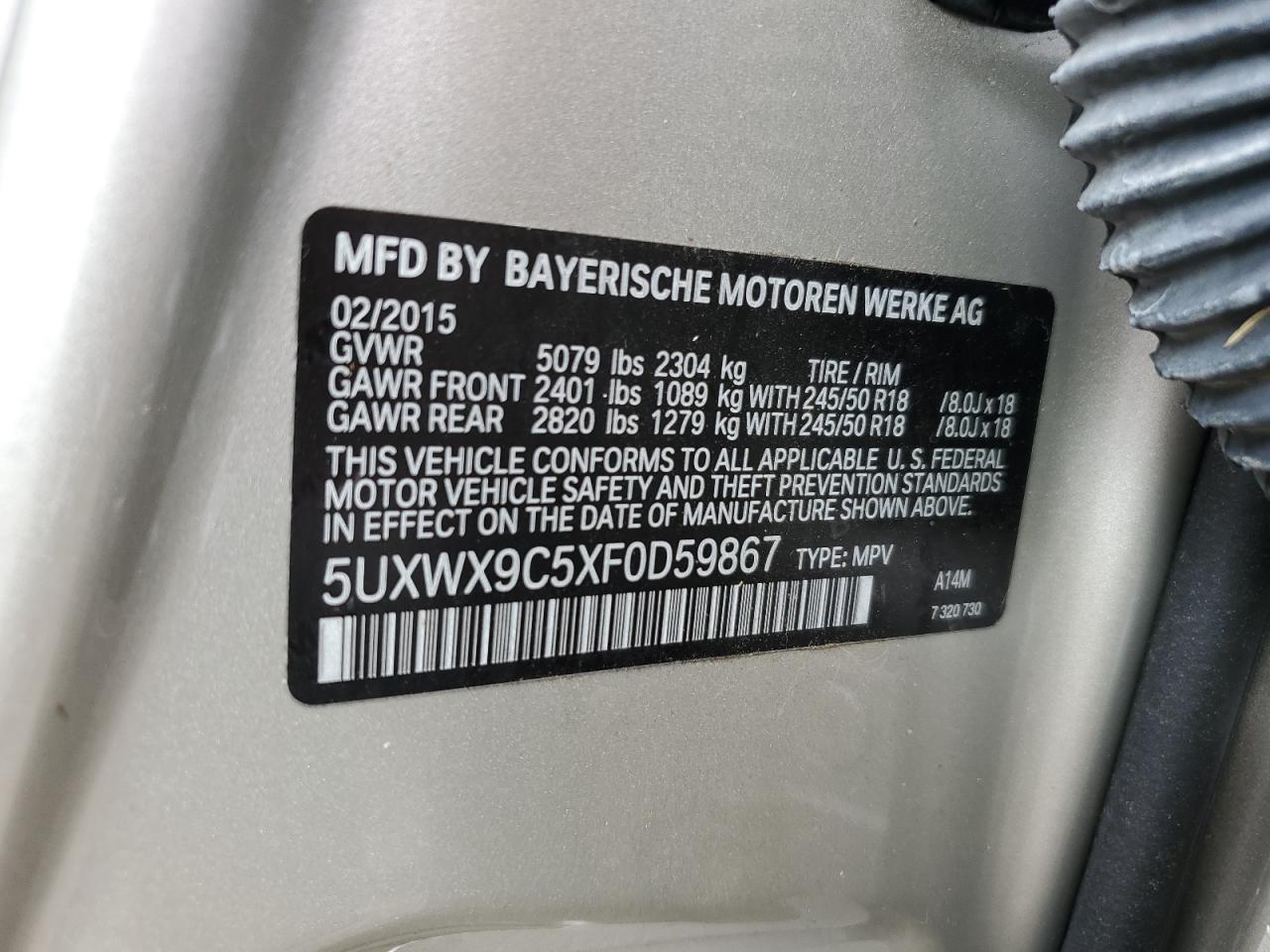 5UXWX9C5XF0D59867 2015 BMW X3 - Image 14