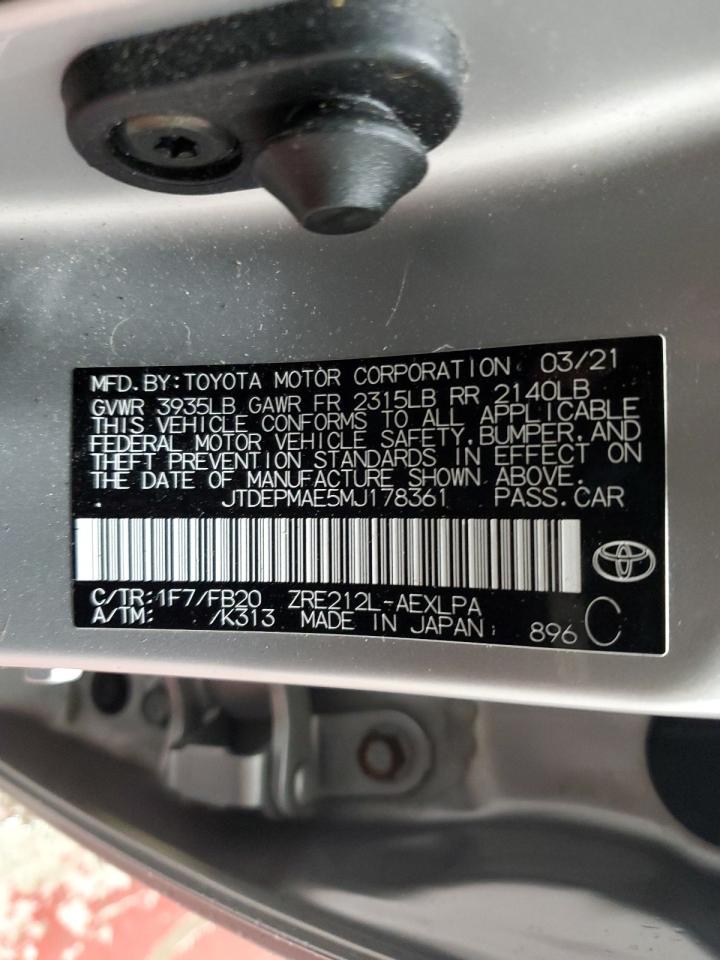 JTDEPMAE5MJ178361 2021 TOYOTA COROLLA - Image 12