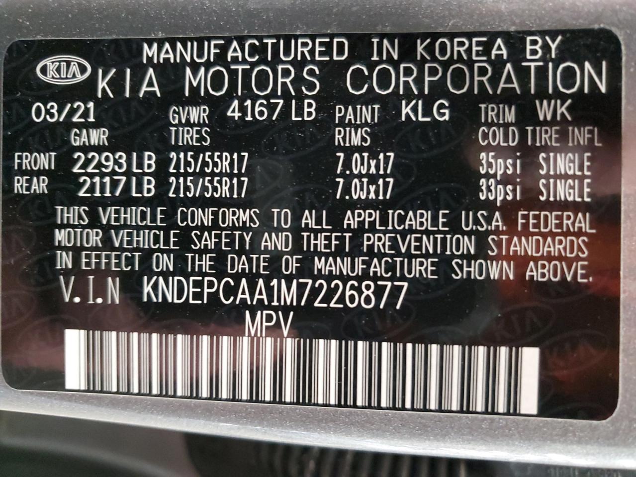 KNDEPCAA1M7226877 2021 Kia Seltos Lx