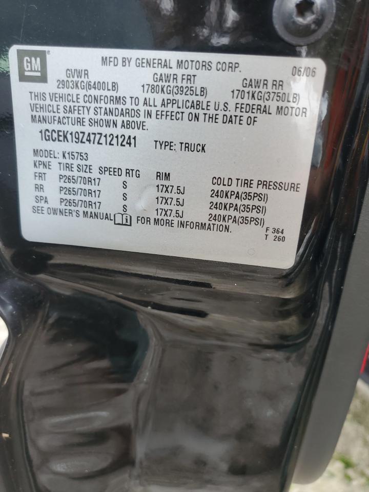 2007 Chevrolet Silverado K1500 Classic VIN: 1GCEK19Z47Z121241 Lot: 74905444