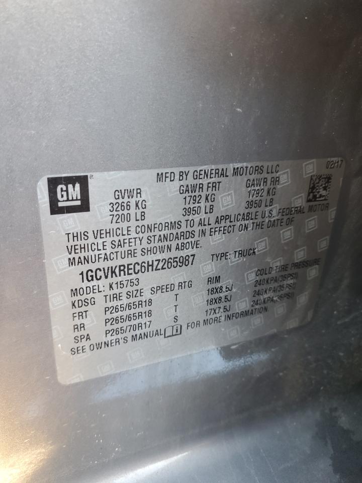 2017 Chevrolet Silverado K1500 Lt VIN: 1GCVKREC6HZ265987 Lot: 75052104