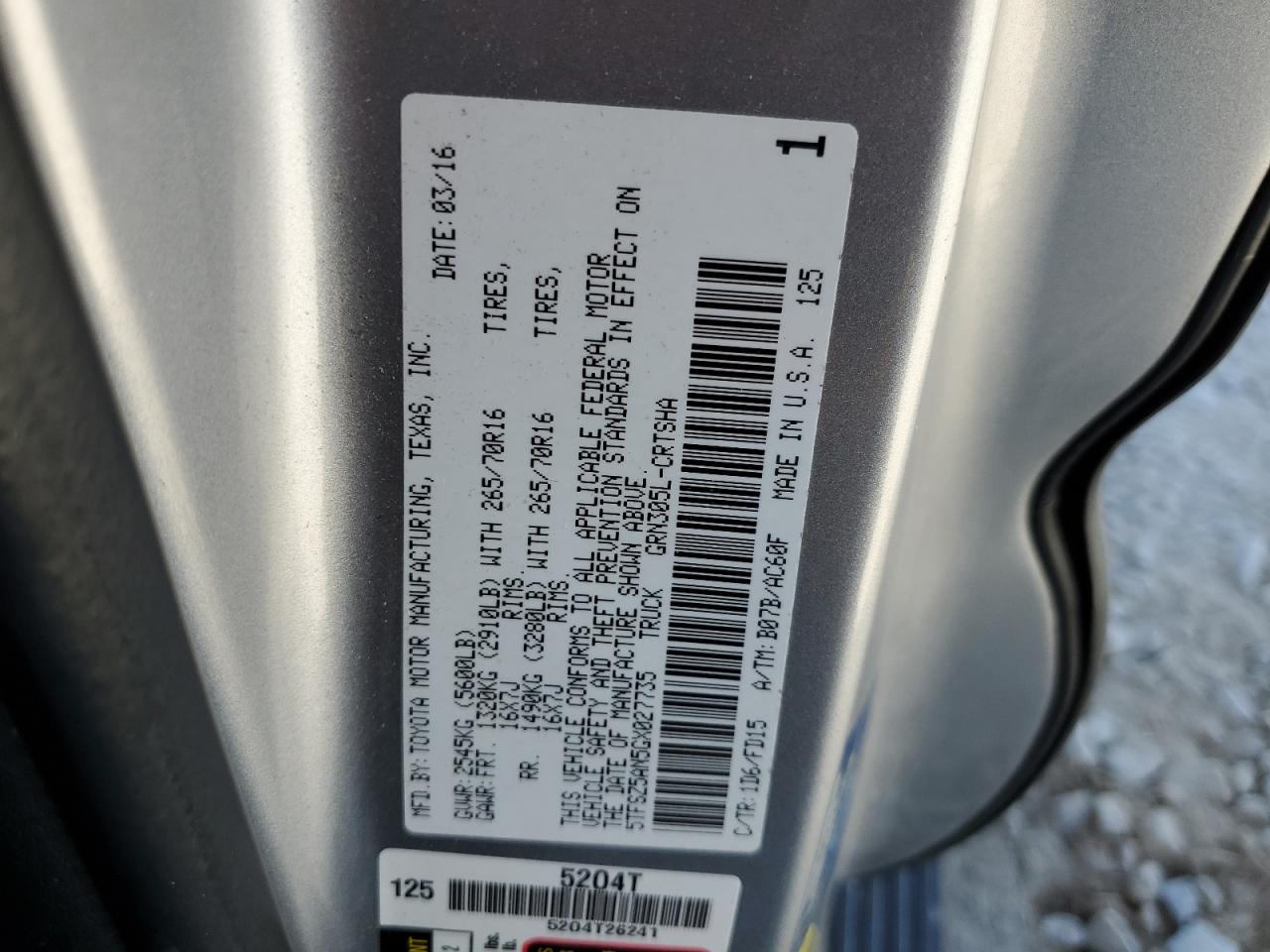 2016 Toyota Tacoma Access Cab VIN: 5TFSZ5AN5GX027735 Lot: 74954714