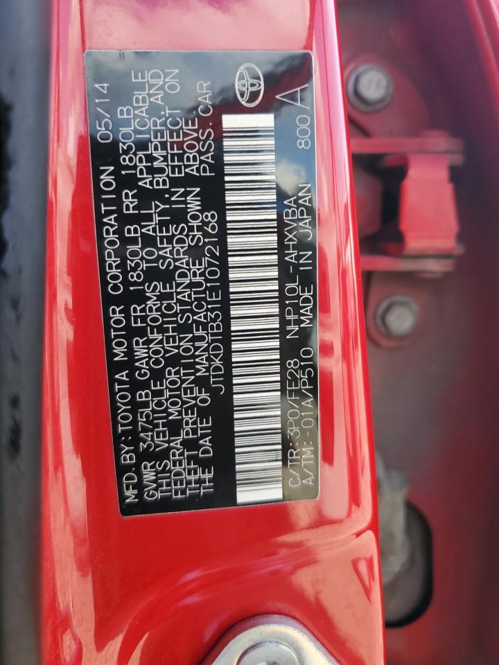 JTDKDTB31E1072168 2014 Toyota Prius C