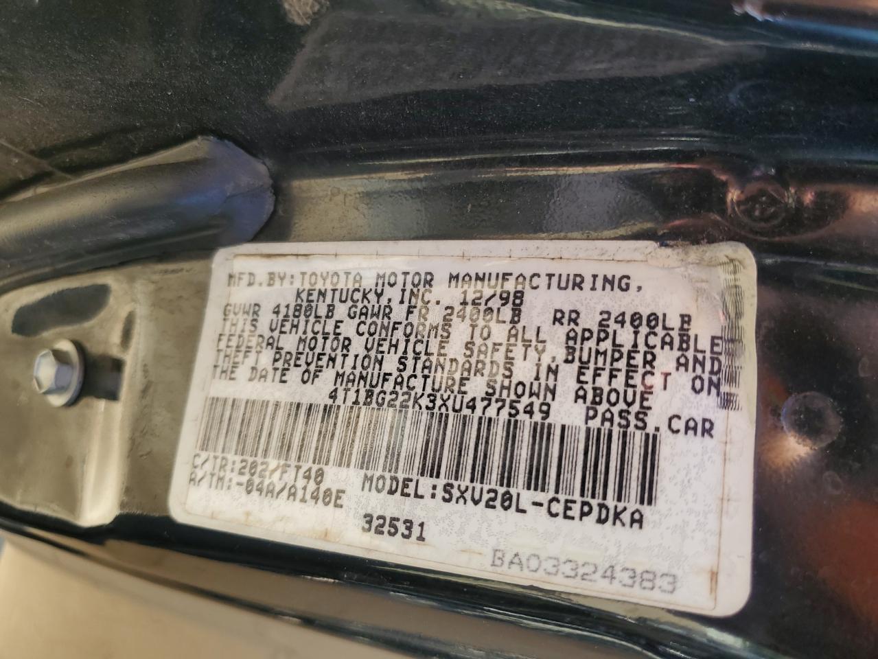 4T1BG22K3XU477549 1999 Toyota Camry Ce