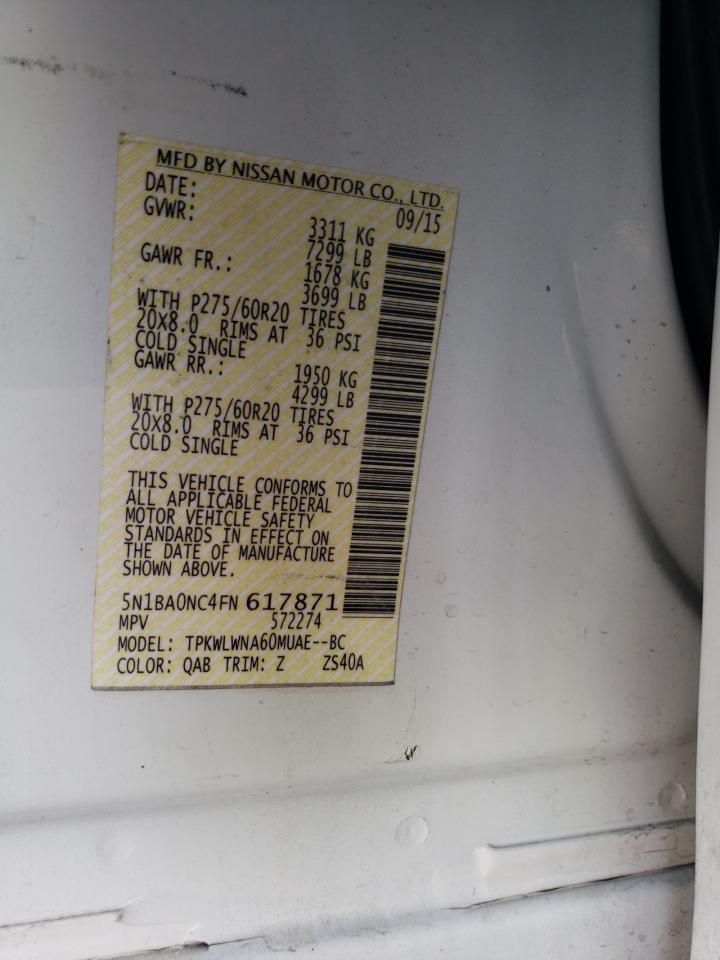 5N1BA0NC4FN617871 2015 Nissan Armada Sv