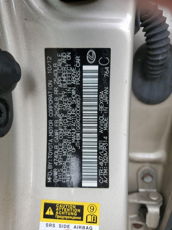 2013 Lexus Es 300H VIN: JTHBW1GGXD2008857 Lot: 73978724