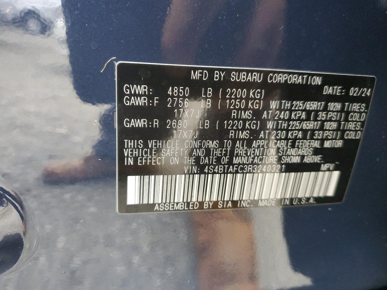 4S4BTAFC3R3240321 2024 Subaru Outback Premium