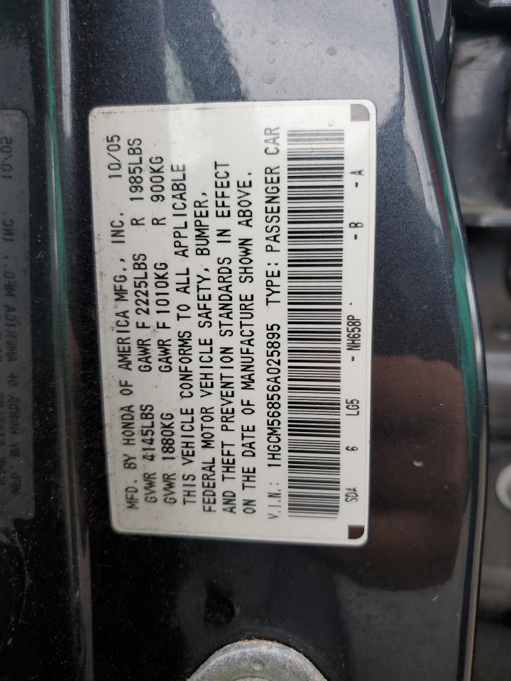 2006 Honda Accord Ex VIN: 1HGCM56856A025895 Lot: 75354494