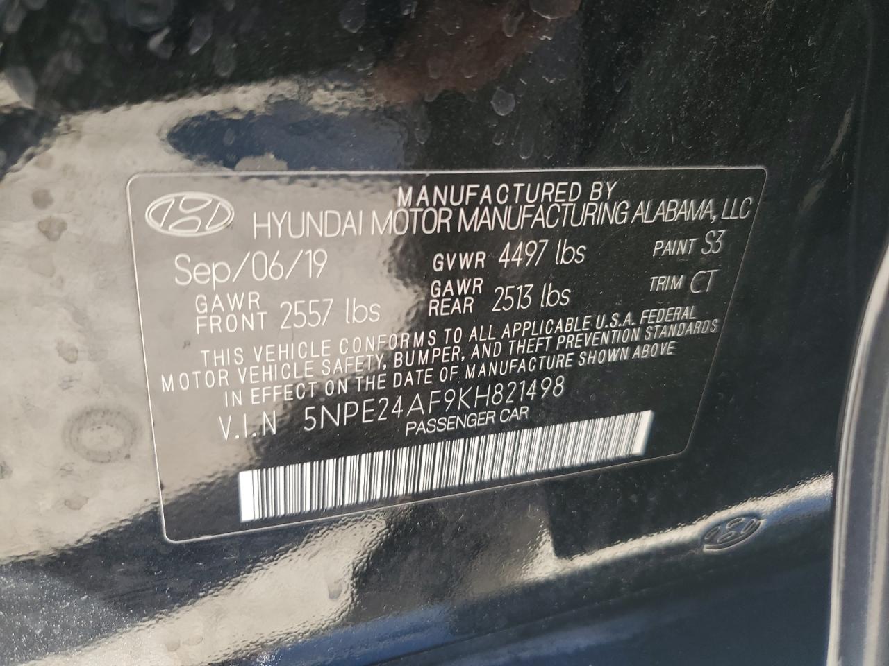 5NPE24AF9KH821498 2019 Hyundai Sonata Se