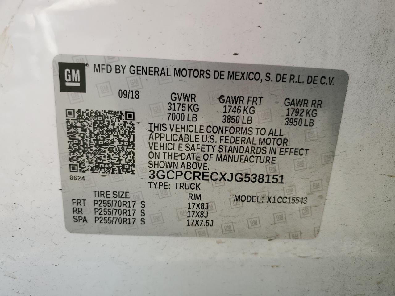 2018 Chevrolet Silverado C1500 Lt VIN: 3GCPCRECXJG538151 Lot: 74072074