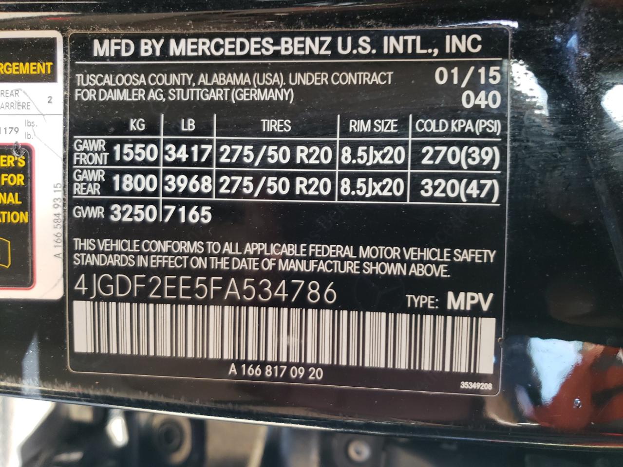 4JGDF2EE5FA534786 2015 Mercedes-Benz Gl 350 Bluetec