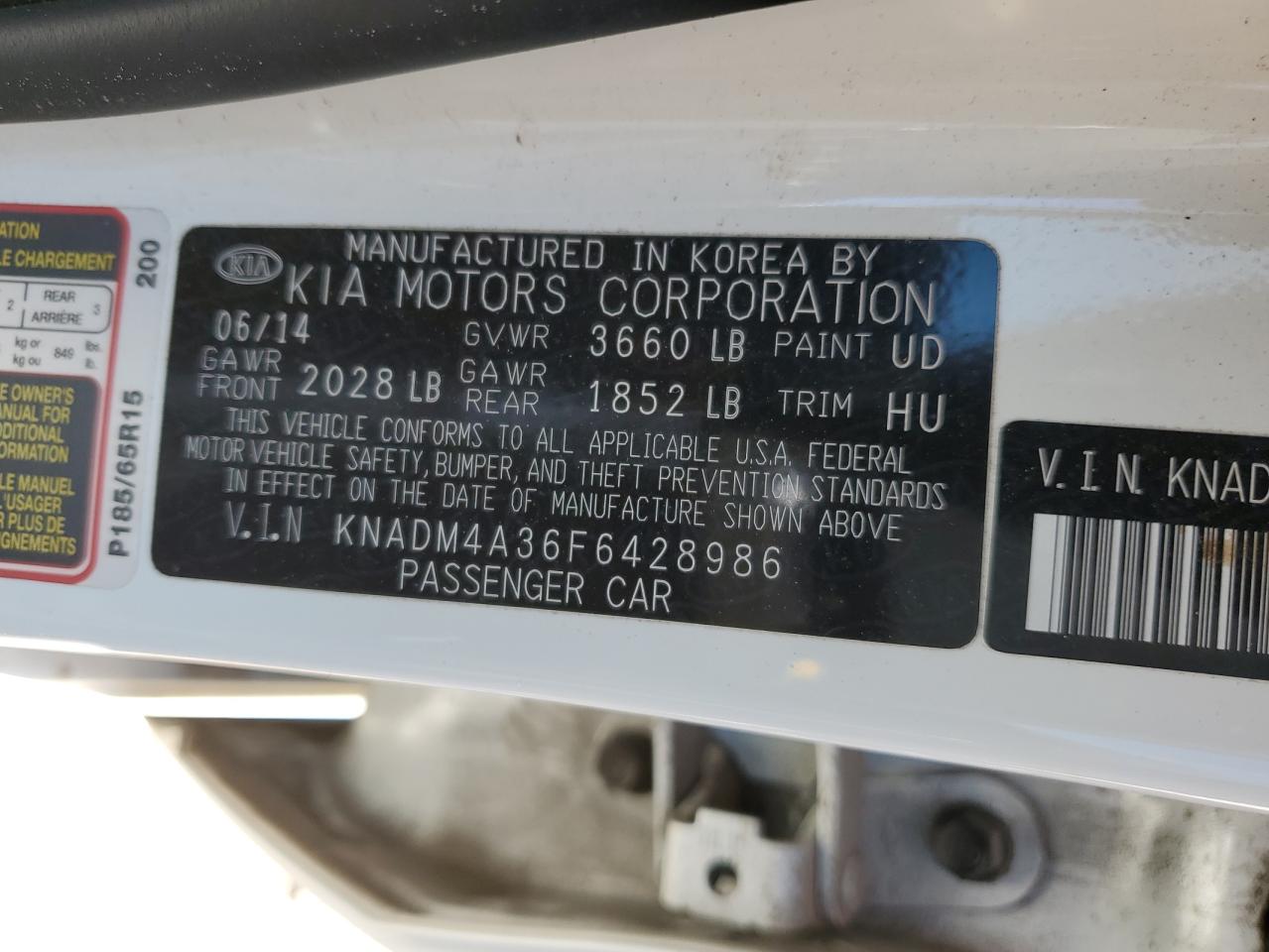 KNADM4A36F6428986 2015 Kia Rio Lx