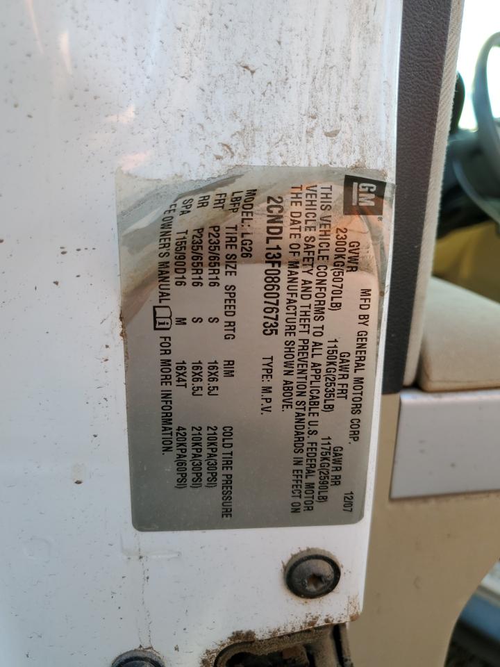 2CNDL13F086076735 2008 Chevrolet Equinox Ls