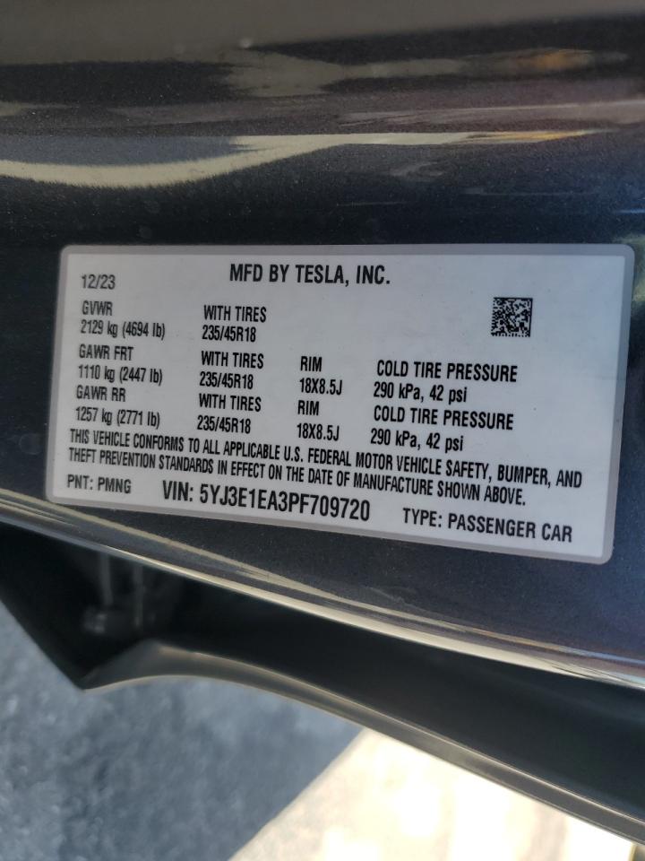 2023 Tesla Model 3 VIN: 5YJ3E1EA3PF709720 Lot: 75423754