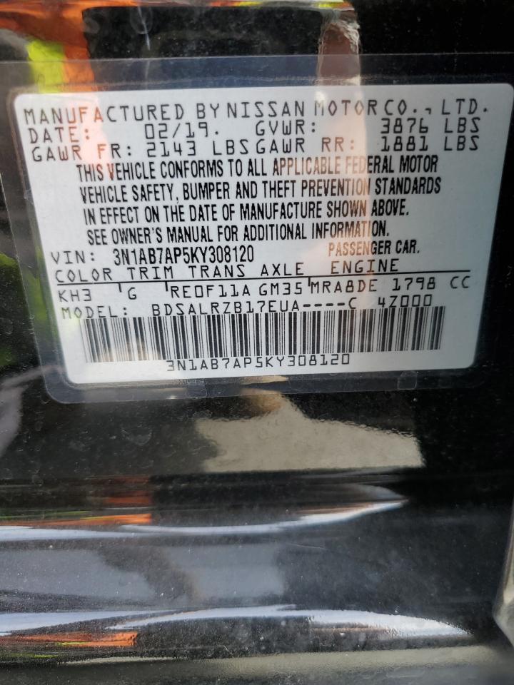 3N1AB7AP5KY308120 2019 Nissan Sentra S