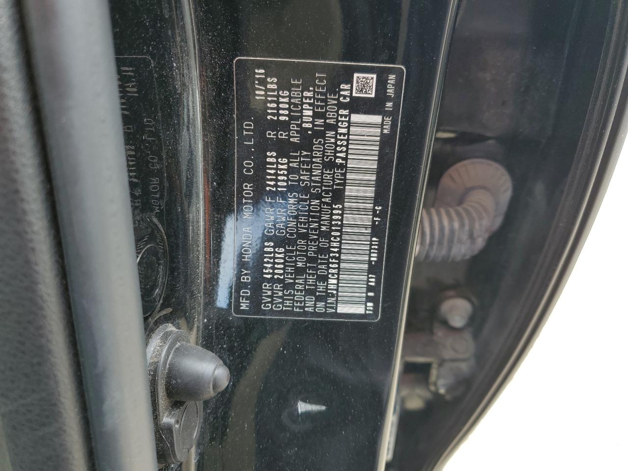 JHMCR6F34HC013995 2017 Honda Accord Hybrid