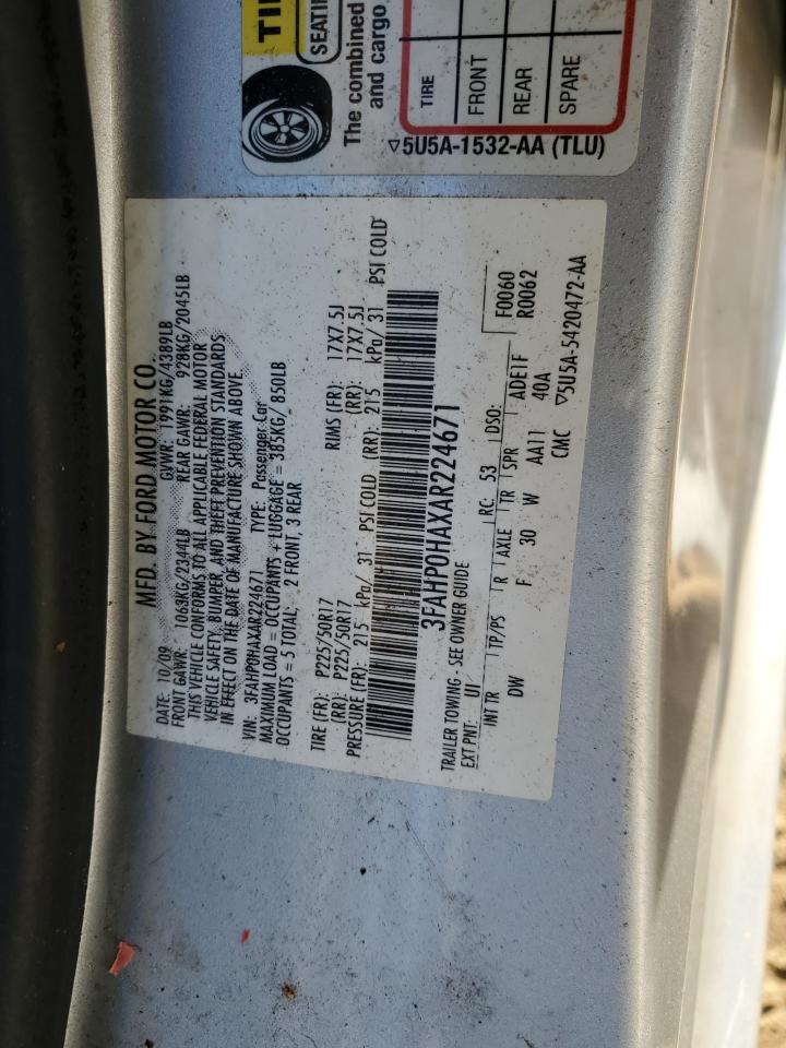 2010 Ford Fusion Se VIN: 3FAHP0HAXAR224671 Lot: 75841904