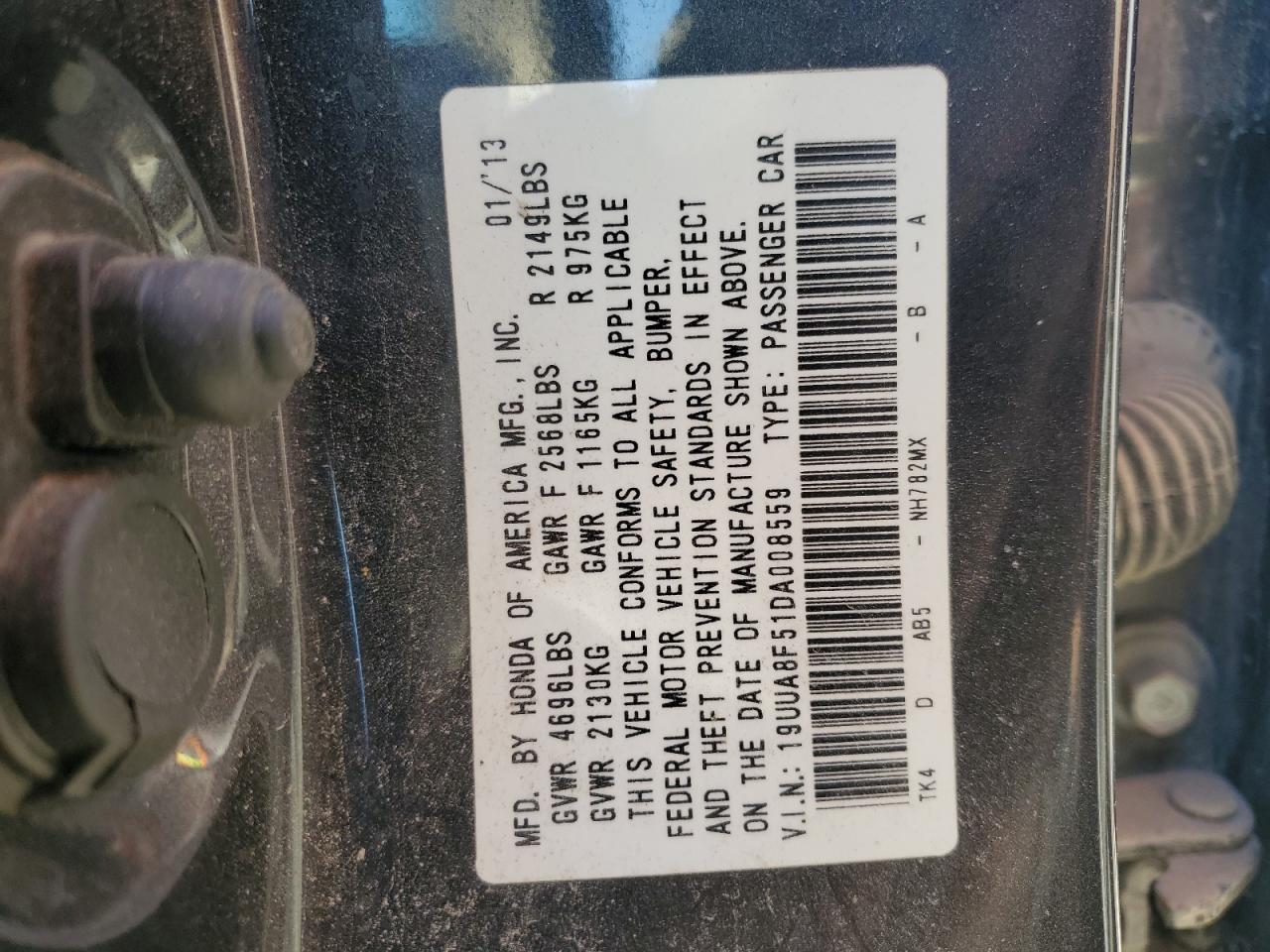 VIN 19UUA8F51DA008559 2013 ACURA TL no.12