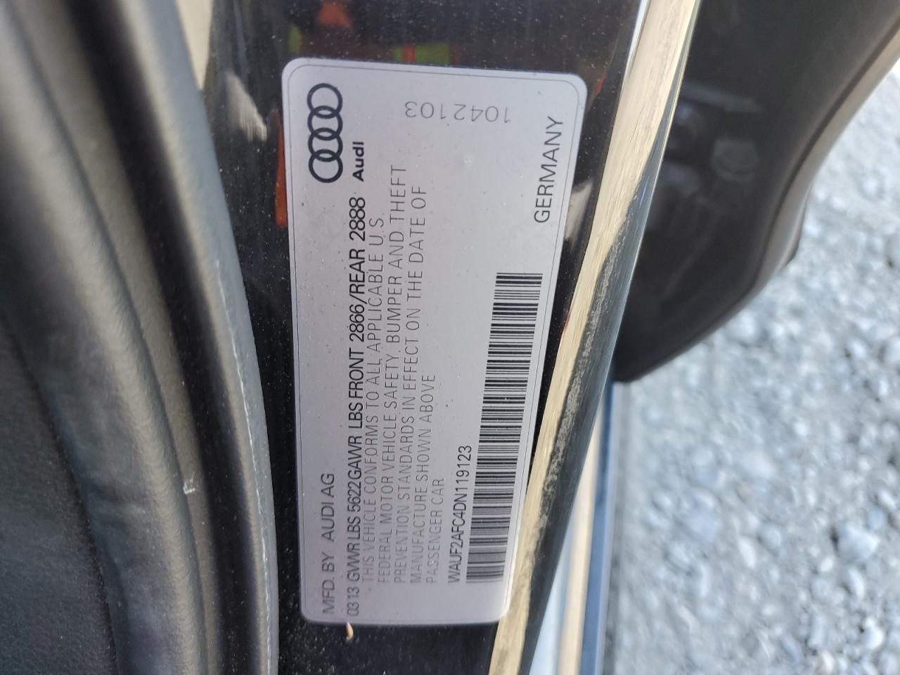 2013 Audi S6 VIN: WAUF2AFC4DN119123 Lot: 77705184