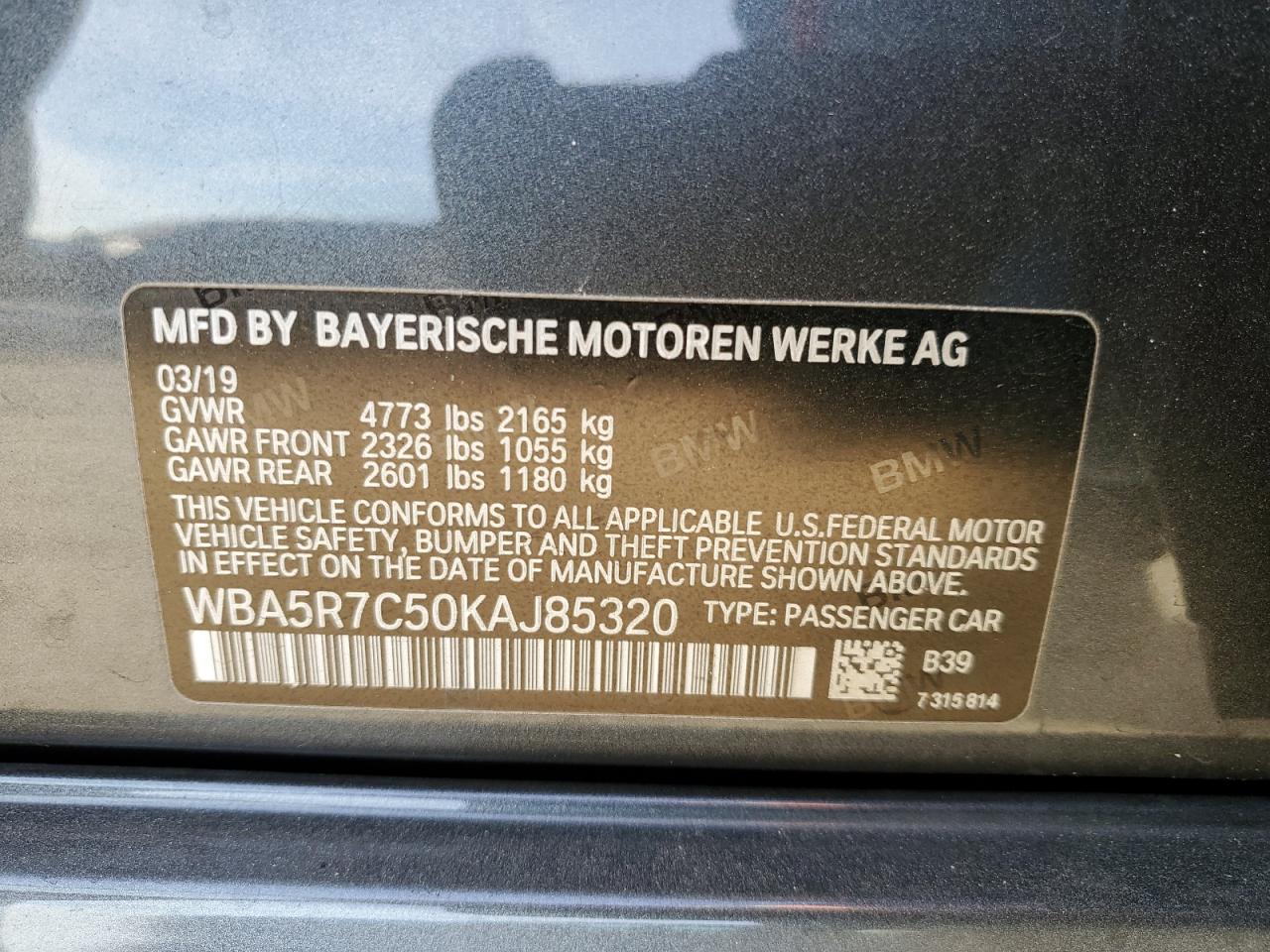 2019 BMW 330Xi VIN: WBA5R7C50KAJ85320 Lot: 77591064