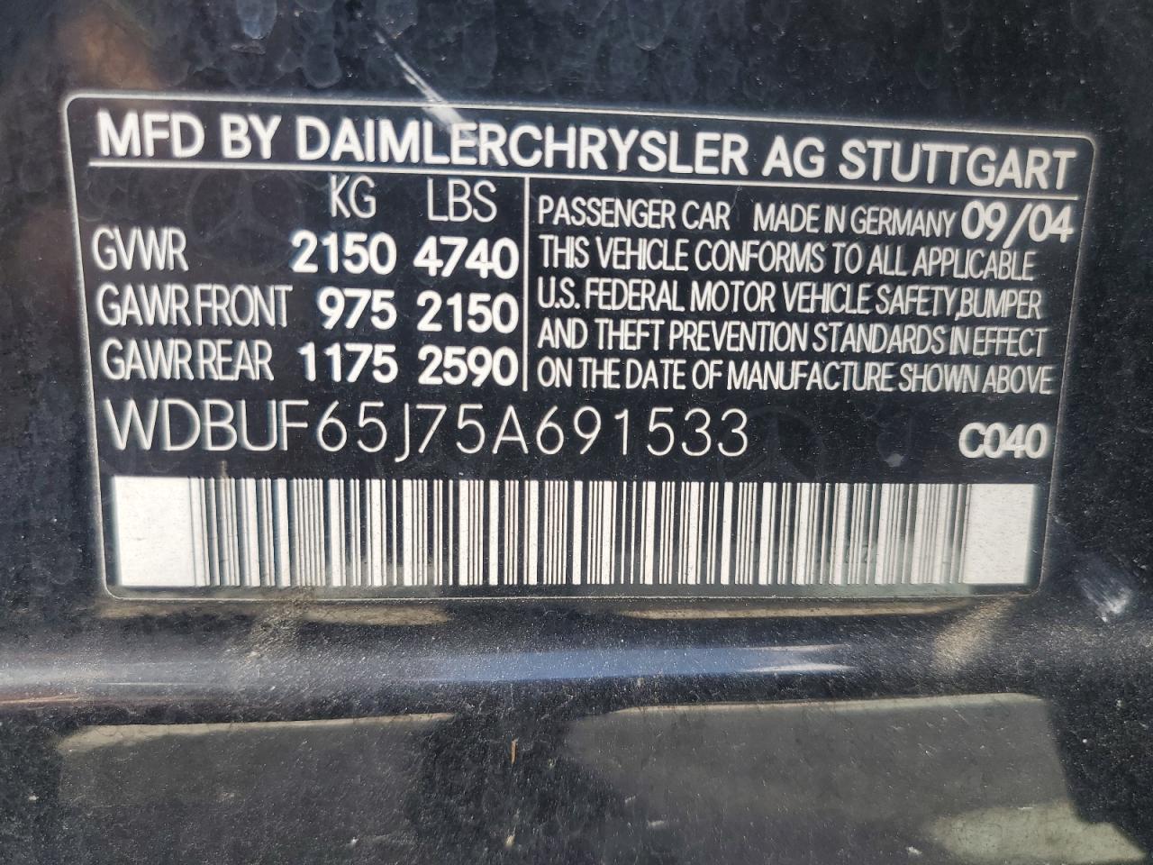 WDBUF65J75A691533 2005 Mercedes-Benz E 320