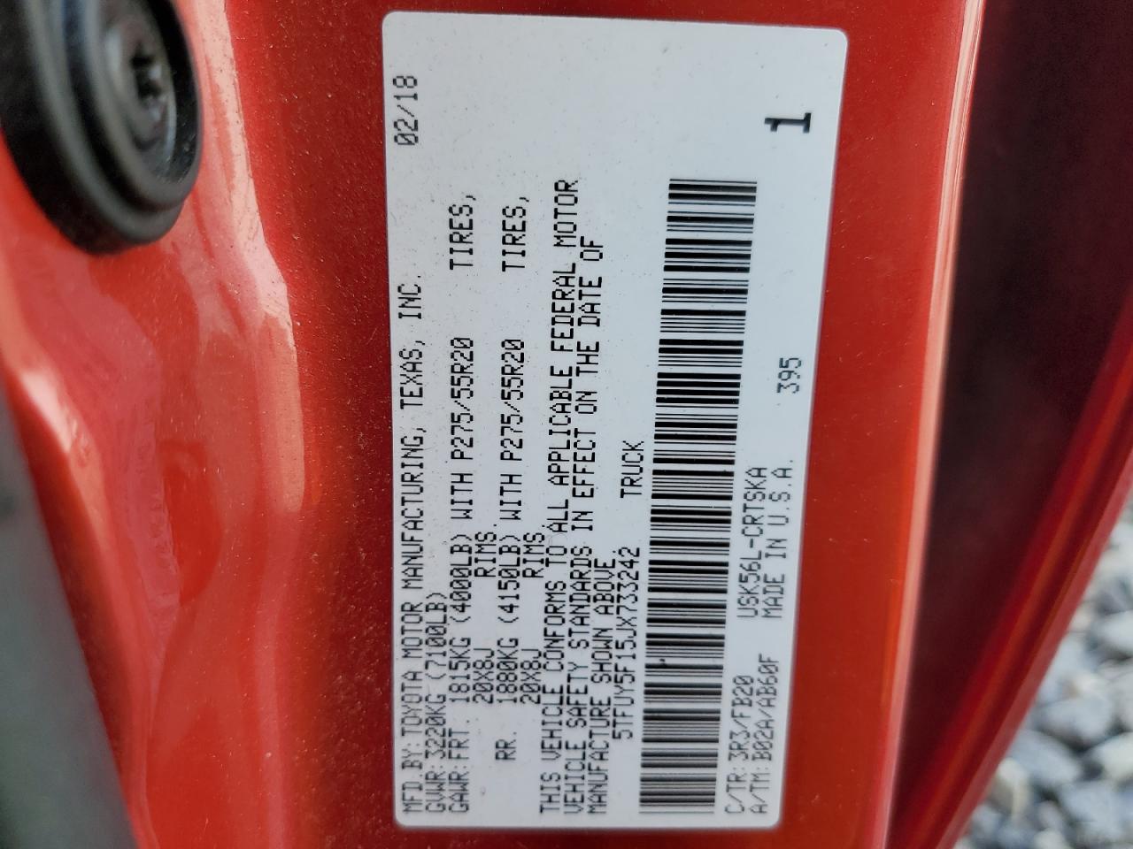 5TFUY5F15JX733242 2018 Toyota Tundra Double Cab Sr