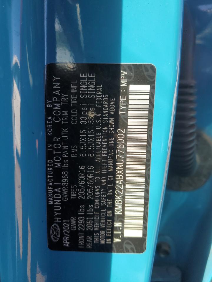 2022 Hyundai Kona Sel VIN: KM8K22ABXNU776002 Lot: 73526614