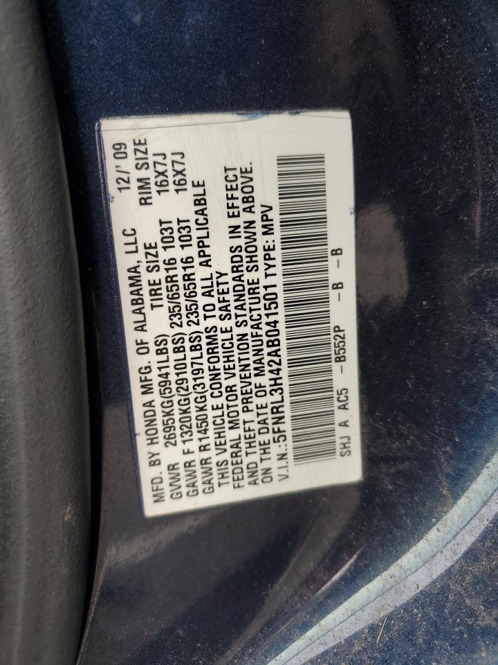 5FNRL3H42AB041501 2010 Honda Odyssey Ex