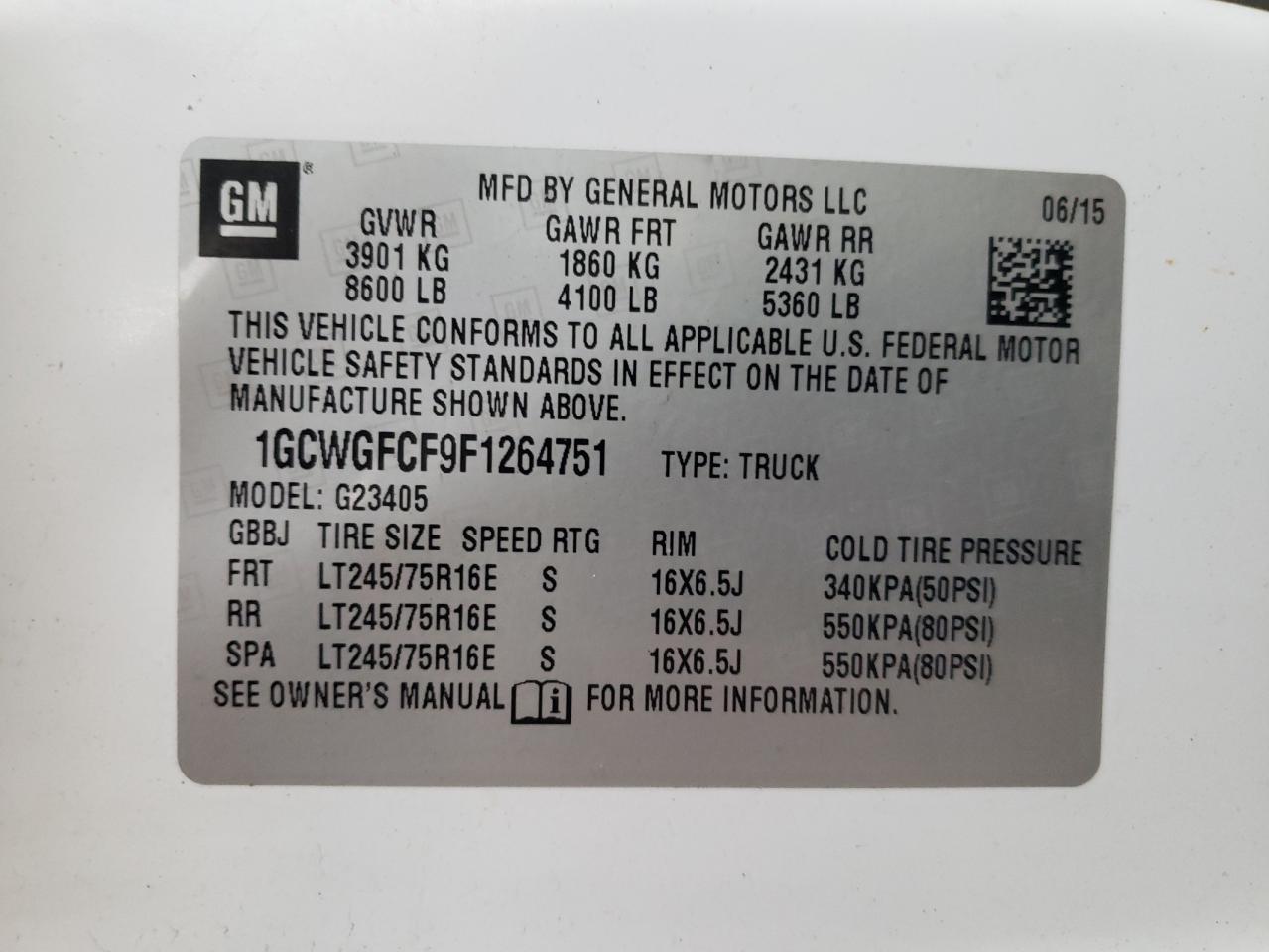 1GCWGFCF9F1264751 2015 Chevrolet Express G2500