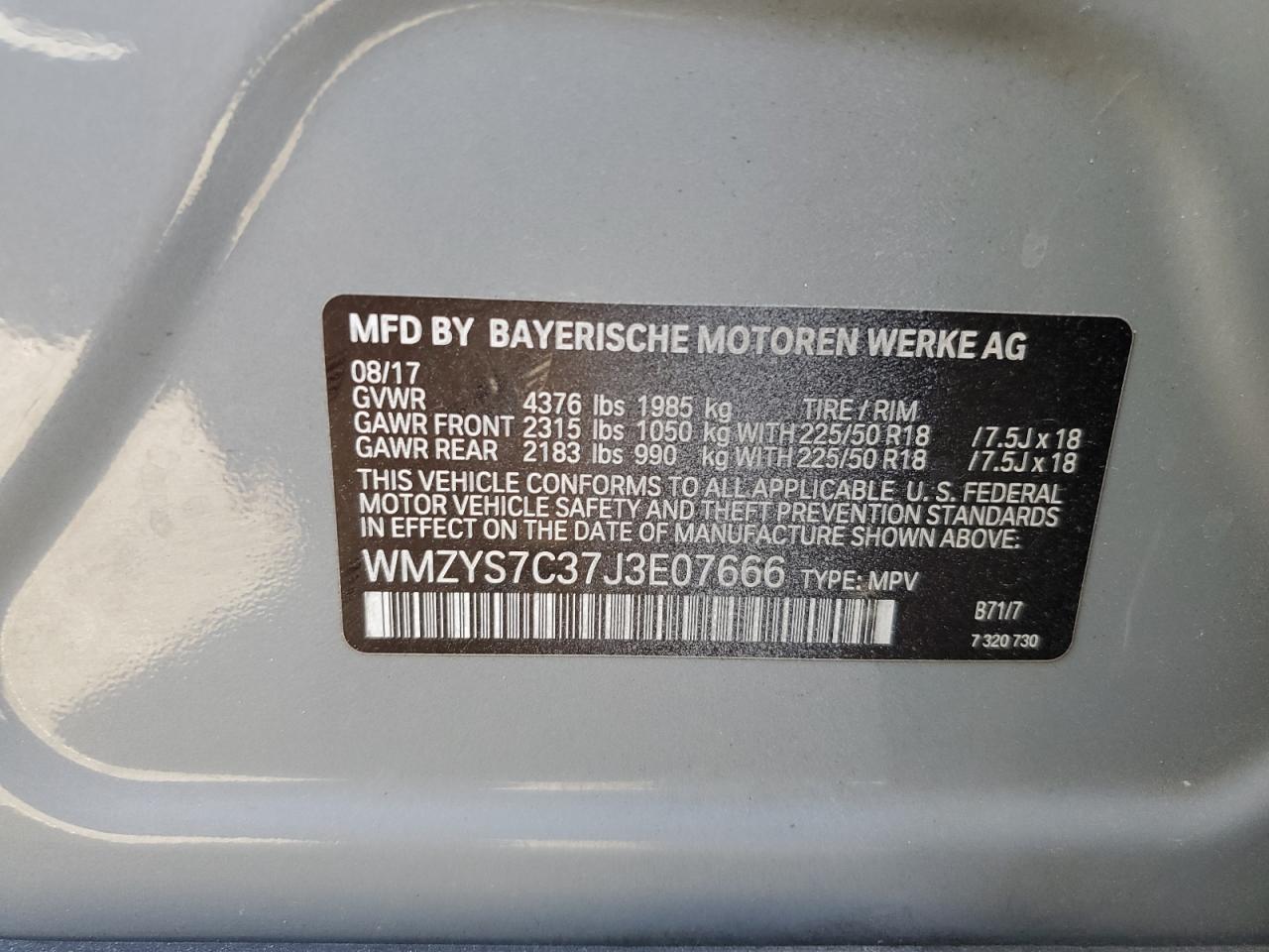 WMZYS7C37J3E07666 2018 Mini Cooper Countryman