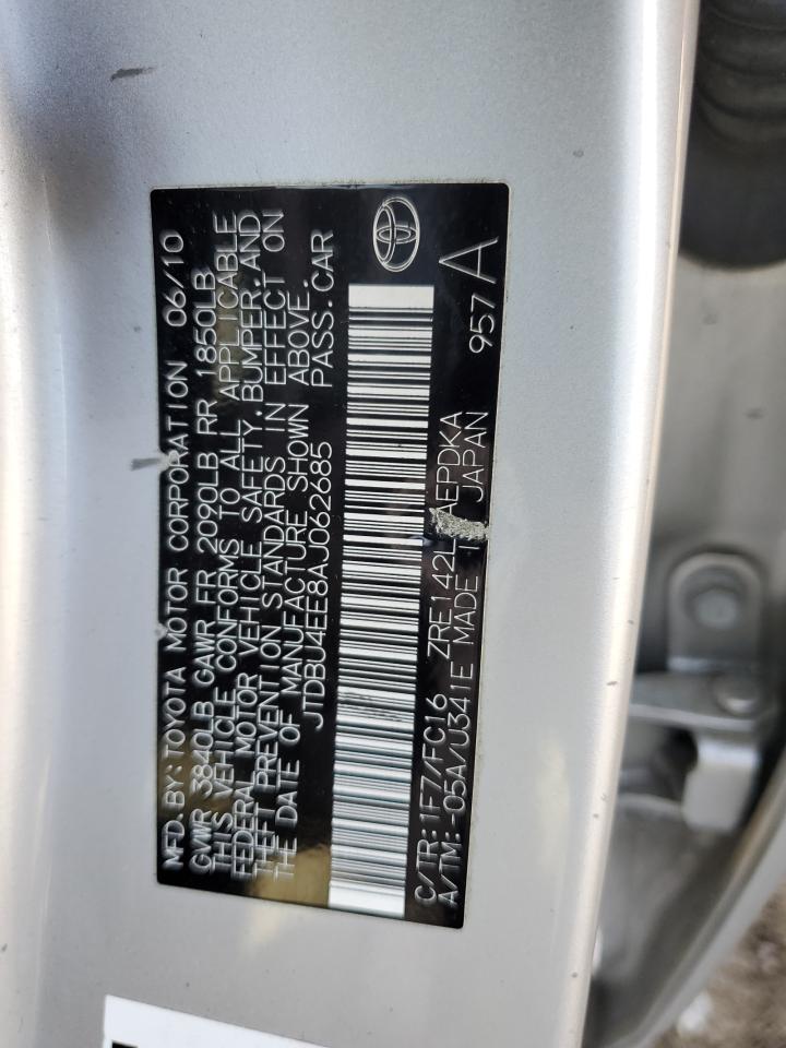 2010 Toyota Corolla Base VIN: JTDBU4EE8AJ062685 Lot: 77855464