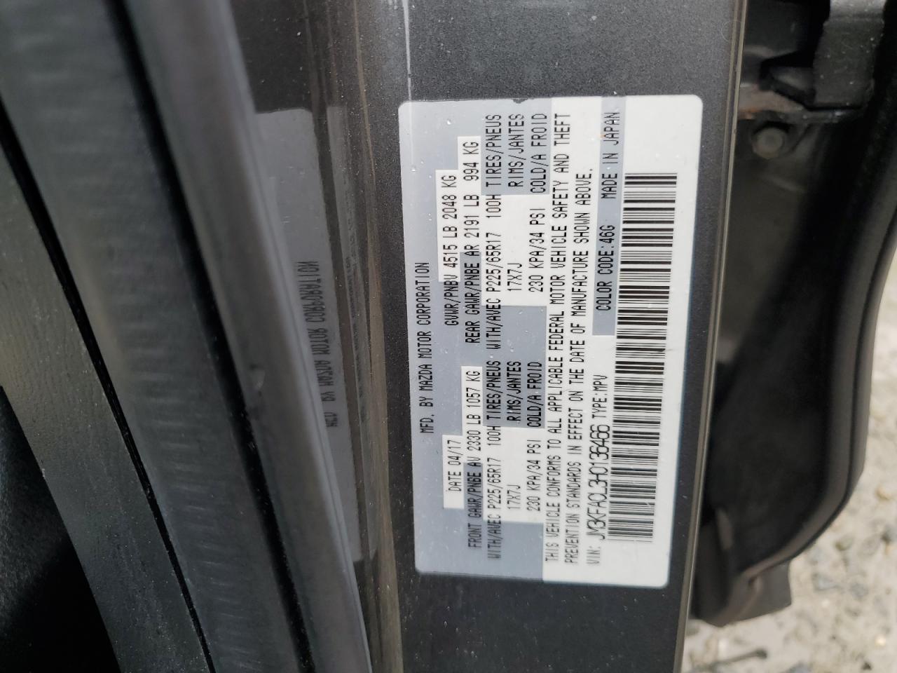 JM3KFACL3H0136466 2017 Mazda Cx-5 Touring