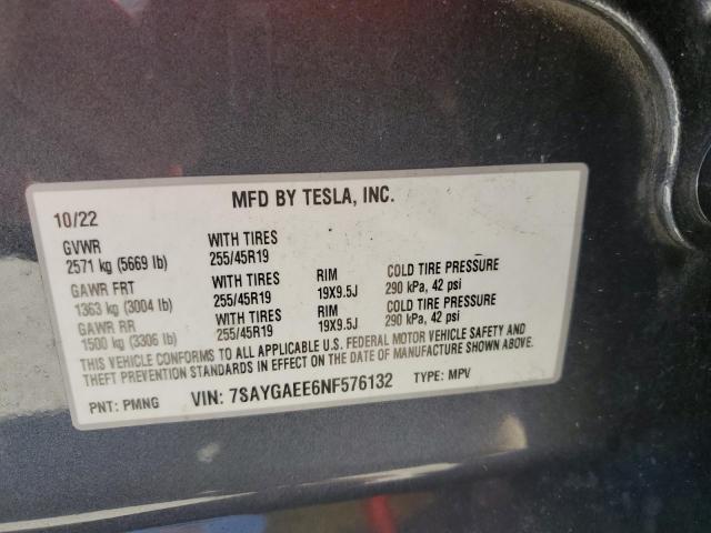 7SAYGAEE6NF576132 Tesla Model Y  14