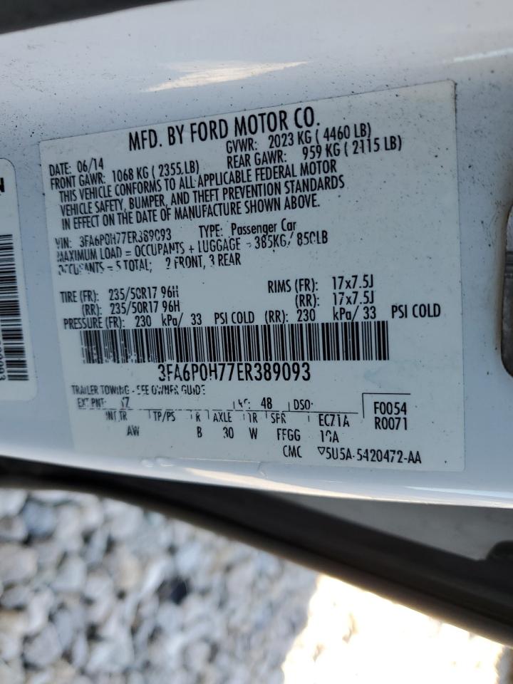 VIN 3FA6P0H77ER389093 2014 FORD FUSION no.12