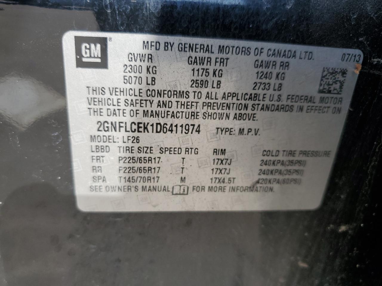 2GNFLCEK1D6411974 2013 Chevrolet Equinox Ls