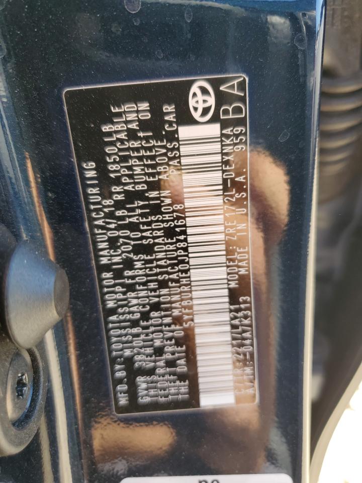 2018 Toyota Corolla L VIN: 5YFBURHE0JP841678 Lot: 77737464