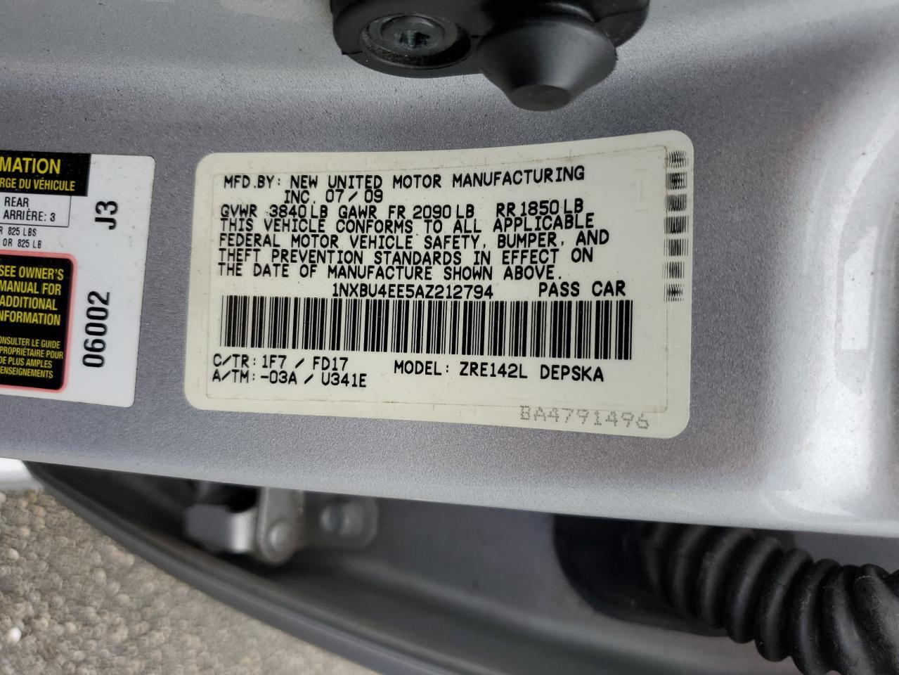 1NXBU4EE5AZ212794 2010 Toyota Corolla Base