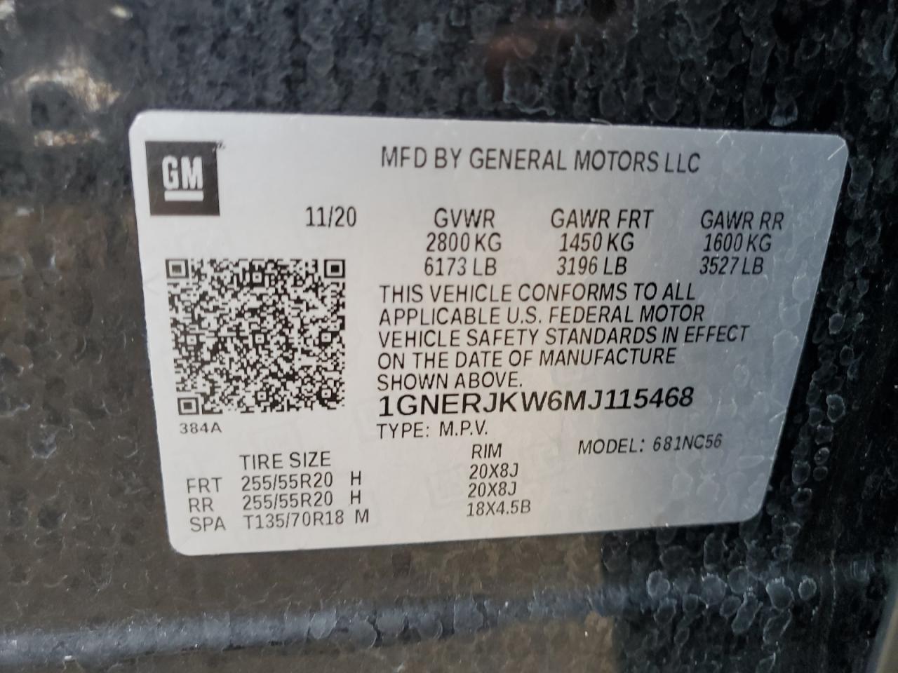 1GNERJKW6MJ115468 2021 Chevrolet Traverse Rs