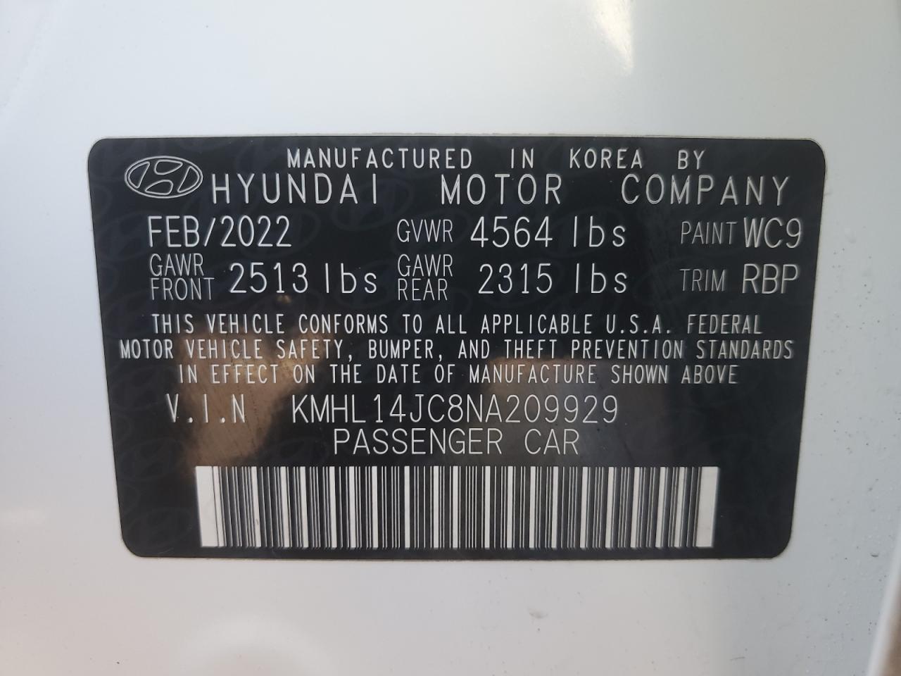 2022 Hyundai Sonata N Line VIN: KMHL14JC8NA209929 Lot: 77664524