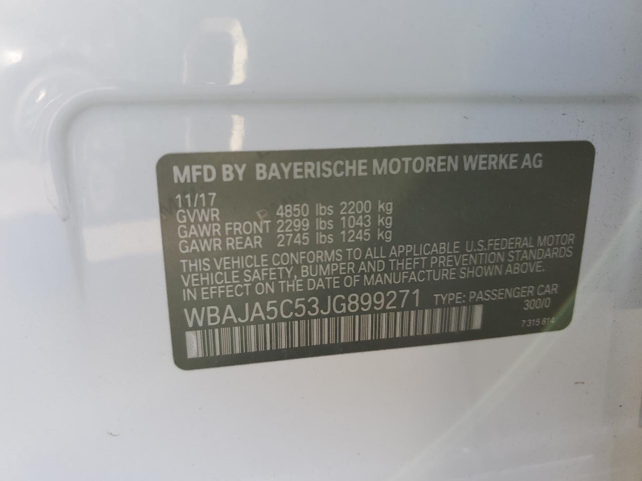 WBAJA5C53JG899271 2018 BMW 530 I