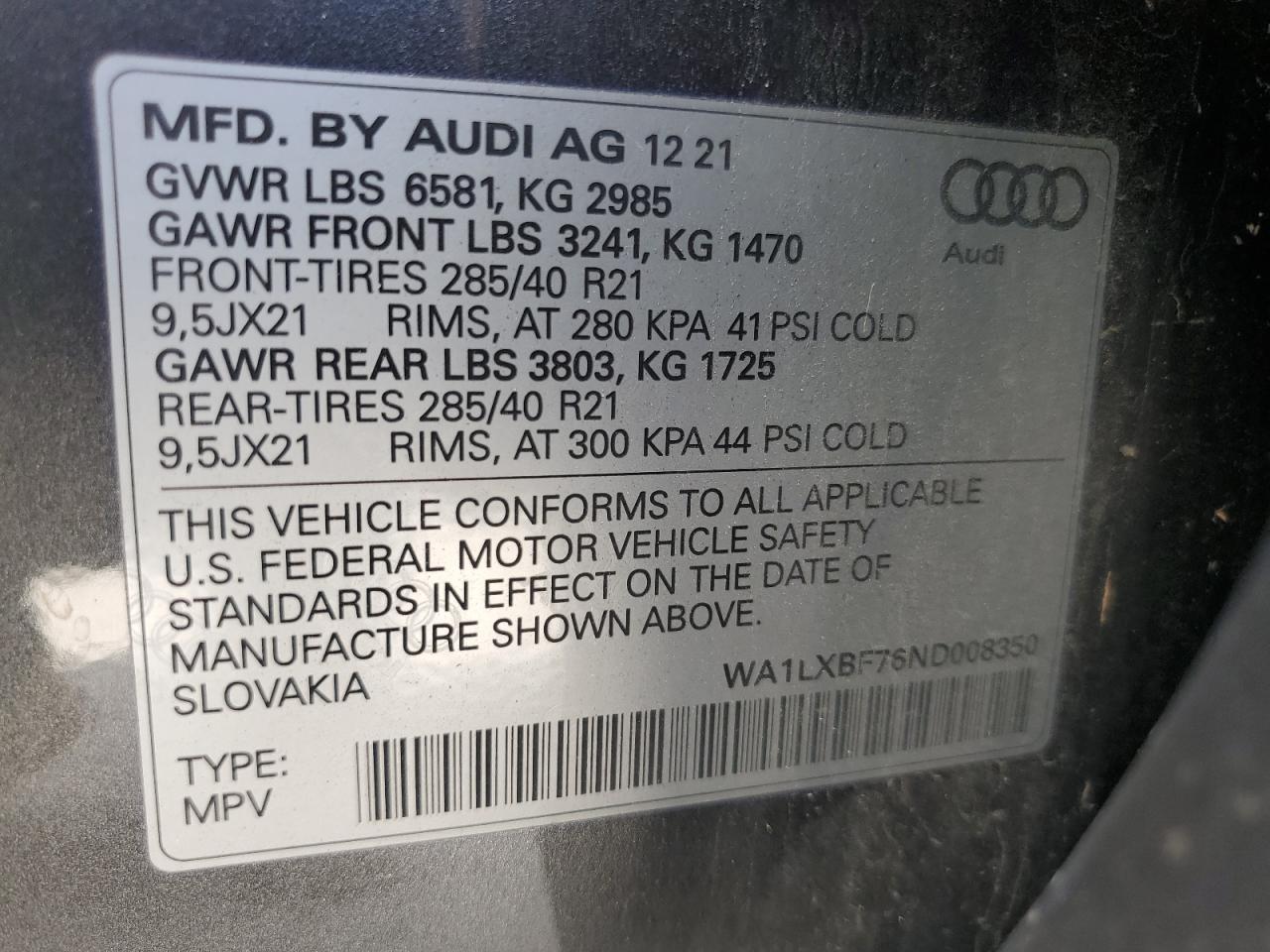 2022 Audi Q7 Premium Plus VIN: WA1LXBF76ND008350 Lot: 77807694